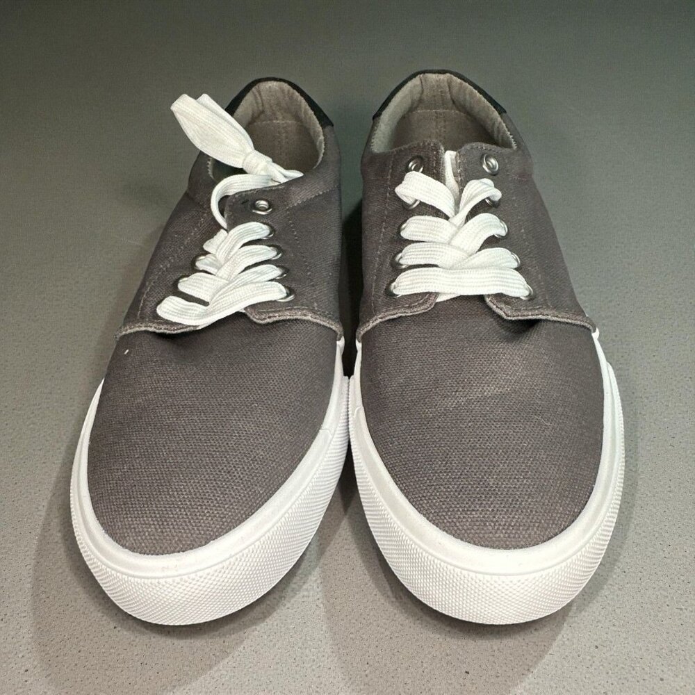 Yageyan Men’s Low Top Grey Canvas Walking Shoes Lace-up Fashion Sneakers Casual